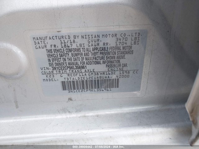 Nissan Versa Note Sv 2019 3N1CE2CP9KL356961 Image 9
