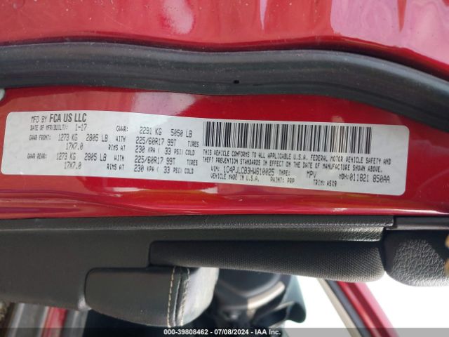 1C4PJLCB3HW610025 Jeep Cherokee Latitude Fwd