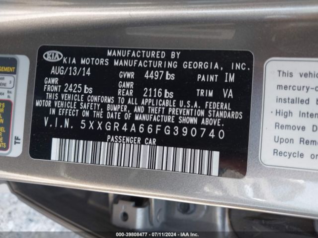 5XXGR4A66FG390740 KIA Optima Sx Turbo