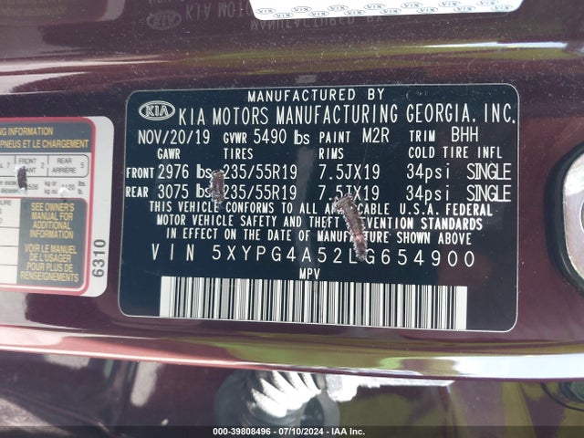 KIA Sorento 3.3l S 2020 5XYPG4A52LG654900 Image 9