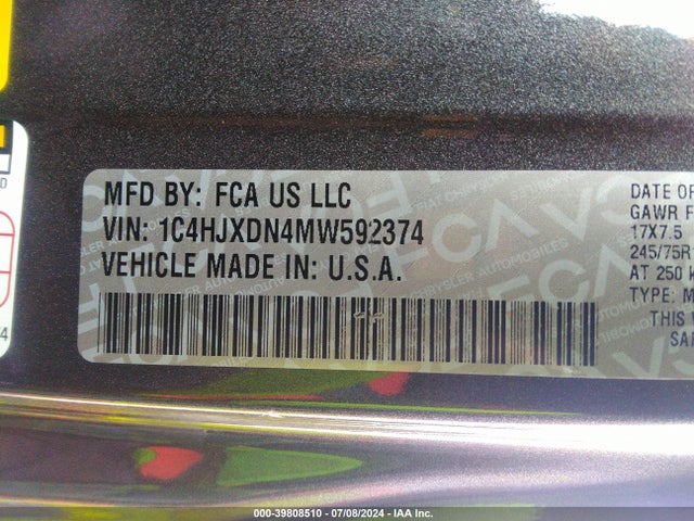 1C4HJXDN4MW592374 Jeep Wrangler Unlimited Sport S 4x4