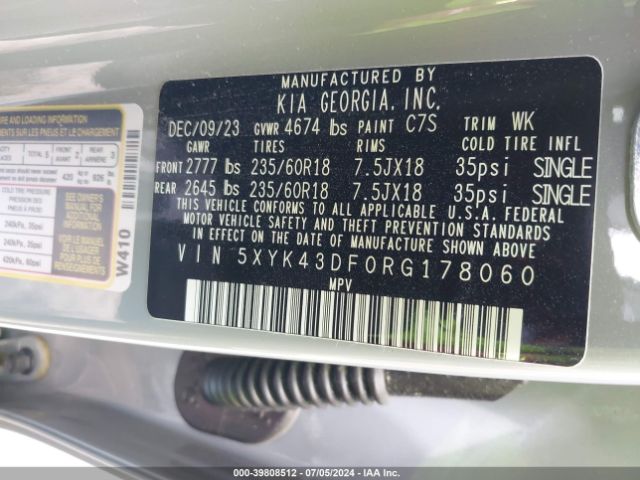 5XYK43DF0RG178060 KIA Sportage Sx