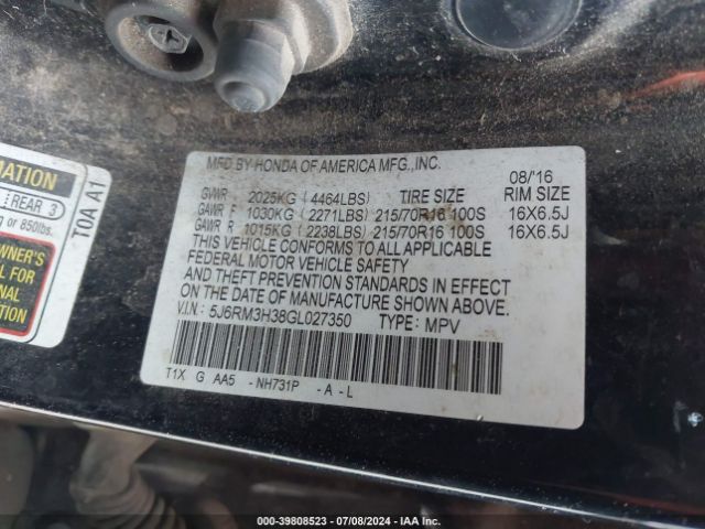 5J6RM3H38GL027350 Honda CR-V LX