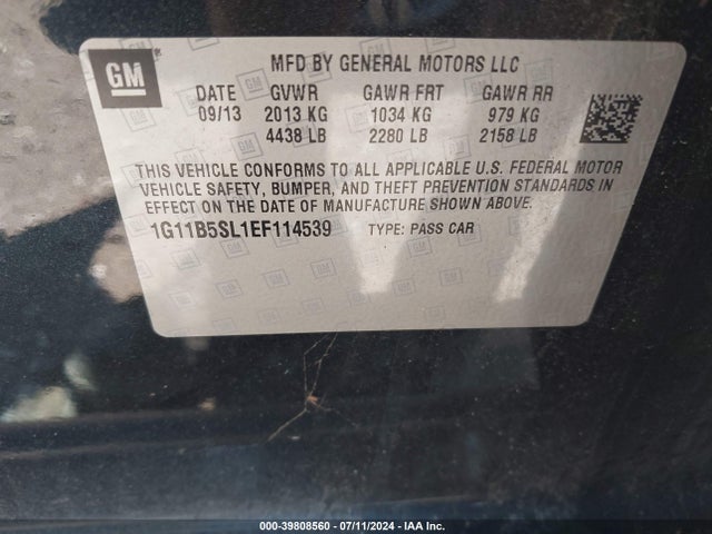 Chevrolet Malibu 1ls 2014 1G11B5SL1EF114539 Image 9
