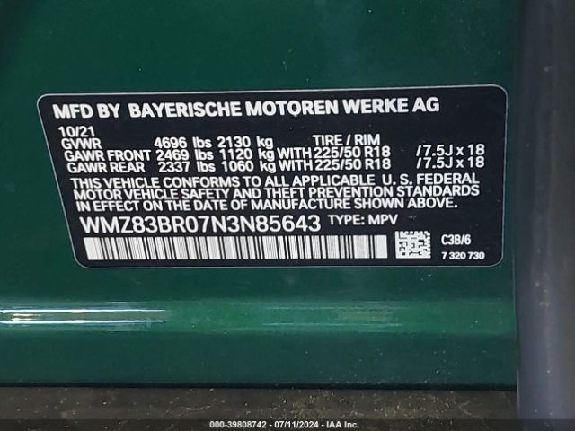 WMZ83BR07N3N85643 Mini Countryman Cooper S