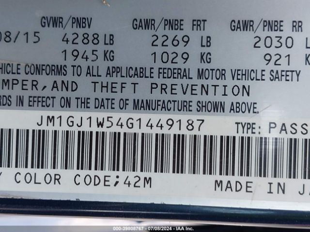 JM1GJ1W54G1449187 Mazda Mazda6 I Grand Touring