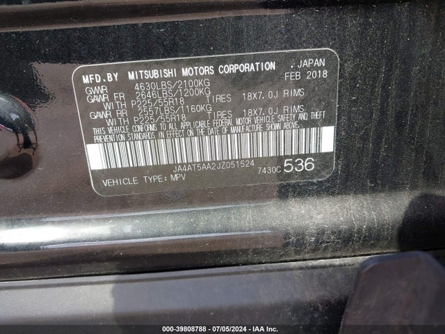 2018 MITSUBISHI ECLIPSE CROSS JA4AT5AA2JZ051524 Photo 8