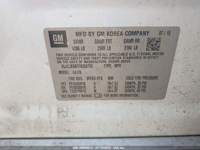 KL4CJBSB7FB256793 Buick Encore Convenience