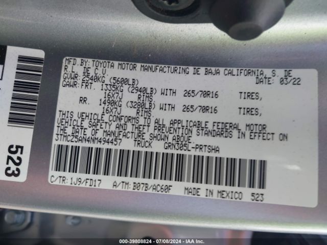 3TMCZ5AN4NM494457 Toyota Tacoma Trd Off Road