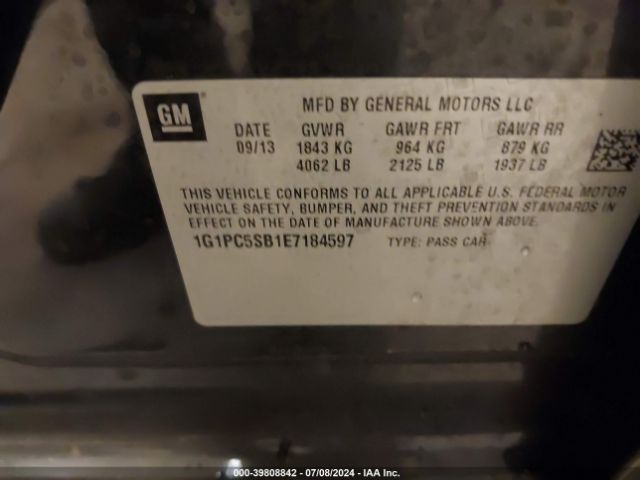1G1PC5SB1E7184597 Chevrolet Cruze 1lt Auto