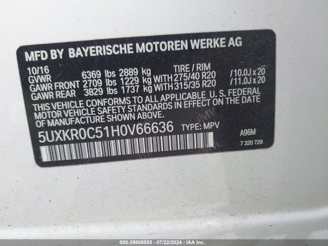 5UXKR0C51H0V66636 BMW X5 Xdrive35i