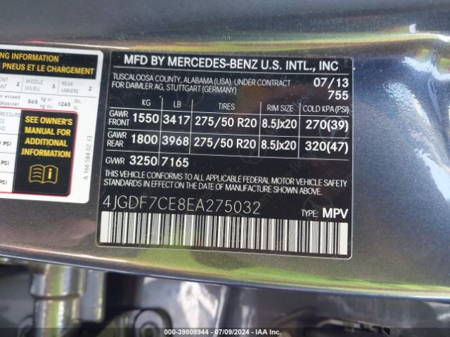 4JGDF7CE8EA275032 Mercedes-Benz Gl 450 4matic