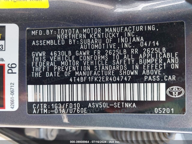 Toyota CAMRY LE 2014 4T4BF1FK2ER404747 Image 9