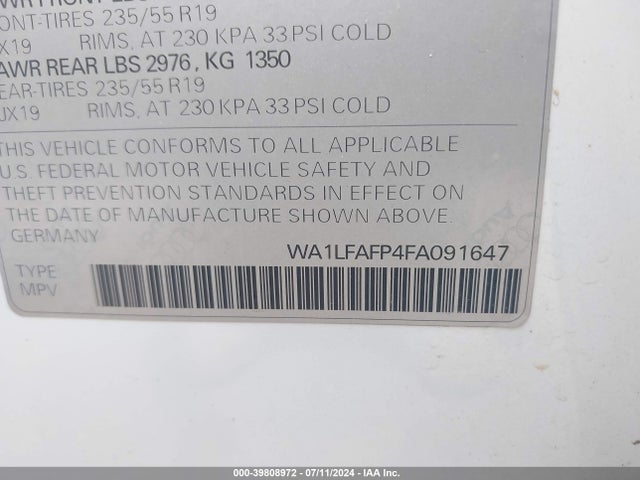 Audi Q5 2.0t Premium 2015 WA1LFAFP4FA091647 Image 9