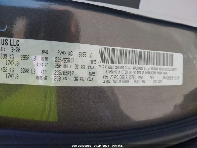 2C4RC1DG3LR195761 Chrysler Voyager Lxi