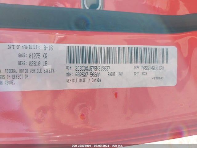 Dodge Charger Sxt 2016 2C3CDXJG7GH319637 Image 9