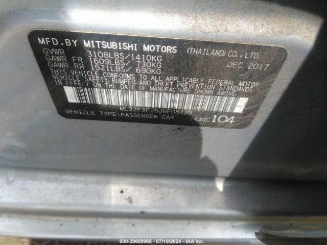 ML32F3FJ5JHF08420 Mitsubishi Mirage G4 Es