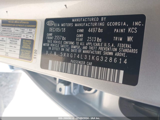 KIA Optima Lx 2019 5XXGT4L31KG328614 Image 9