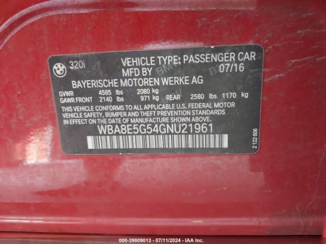 WBA8E5G54GNU21961 BMW 320i Xdrive