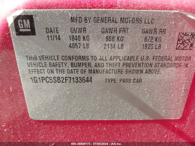 Chevrolet Cruze 1lt Auto 2015 1G1PC5SBZF7133644 Image 9
