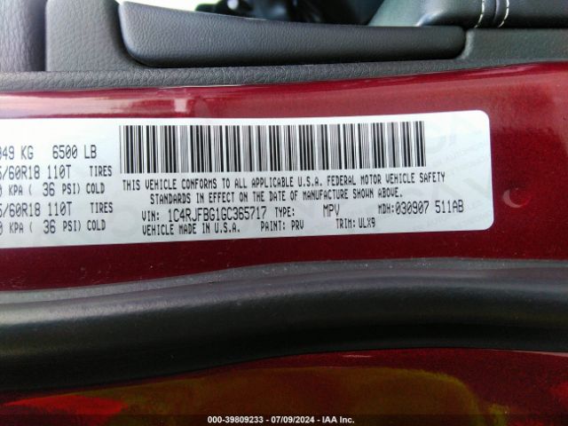 1C4RJFBG1GC365717 Jeep Grand Cherokee Limited