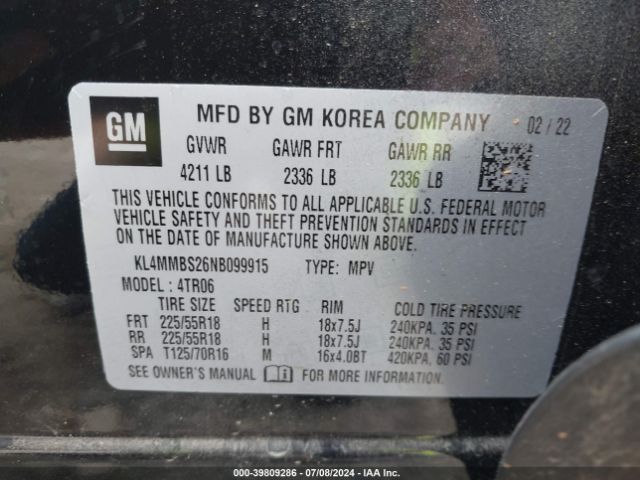 2022 BUICK ENCORE GX KL4MMBS26NB099915 Photo 8