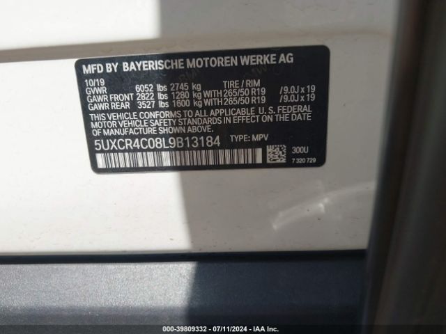 5UXCR4C08L9B13184 BMW X5 Sdrive40i