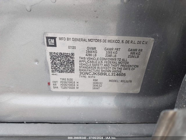 Chevrolet Trax Fwd Ls 2020 3GNCJKSB9LL314605 Image 17