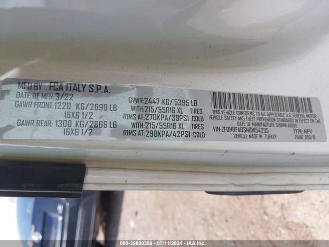 ZFBHRFAB3N6W54235 RAM Promaster City Cargo Van
