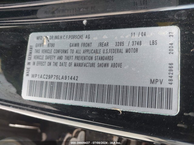 2005 PORSCHE CAYENNE WP1AC29P75LA91442 Photo 8