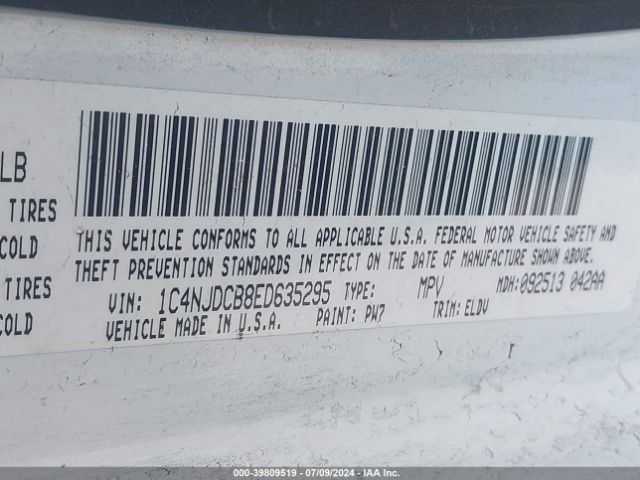 1C4NJDCB8ED635295 Jeep Compass Limited