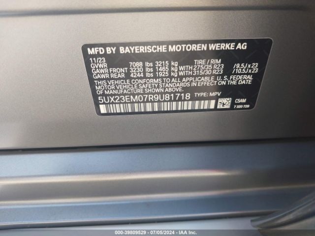 5UX23EM07R9U81718 BMW X7 Xdrive40i