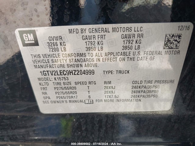 1GTV2LEC9HZ204999 GMC SIERRA 1500