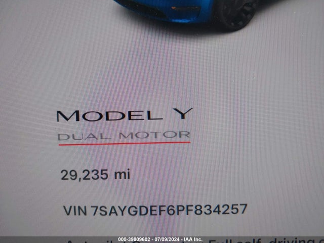 7SAYGDEF6PF834257 Tesla Model Y Awd/performance Dual Motor All-wheel Drive