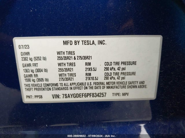 7SAYGDEF6PF834257 Tesla Model Y Awd/performance Dual Motor All-wheel Drive