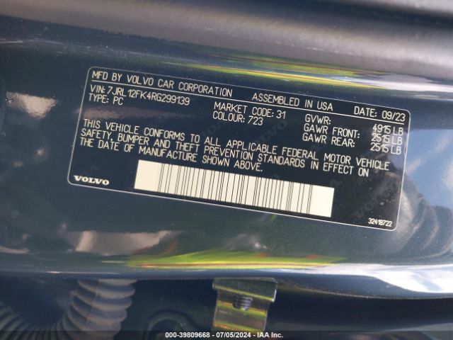 7JRL12FK4RG299139 Volvo S60 B5 Core Dark Theme