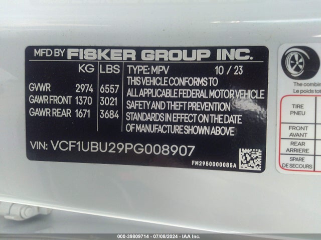 Fisker Ocean Ultra 2023 VCF1UBU29PG008907 Image 9