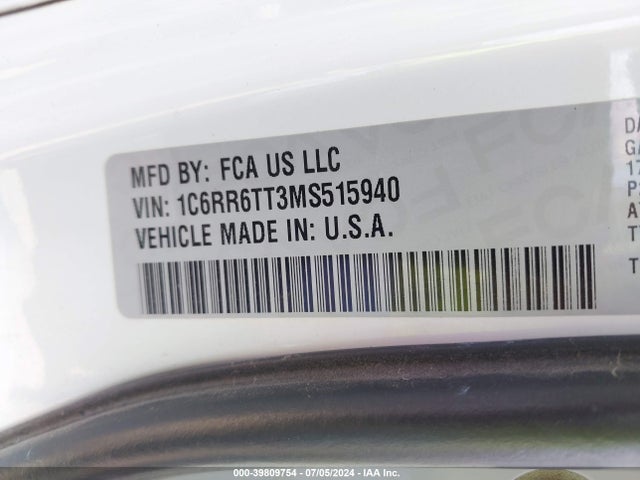 1C6RR6TT3MS515940 RAM 1500 Classic Slt  4x2 6'4 Box