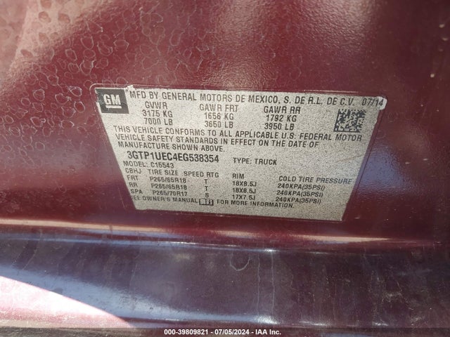 3GTP1UEC4EG538354 GMC Sierra 1500 Sle