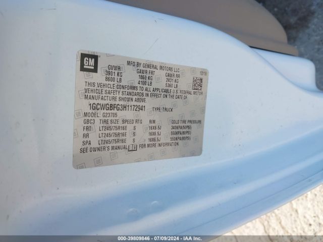 1GCWGBFG3H1172941 Chevrolet Express 2500 Work Van
