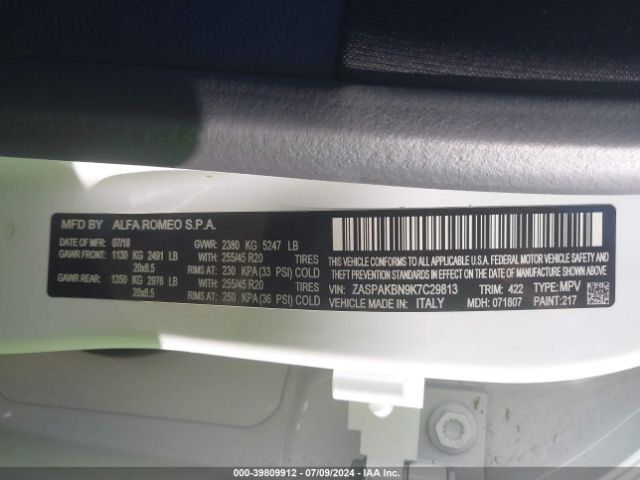 ZASPAKBN9K7C29813 Alfa Romeo Stelvio Ti Sport Awd