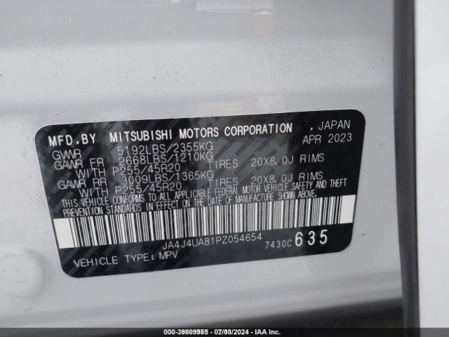 JA4J4UA81PZ054654 Mitsubishi Outlander Se 2.5 S-awc