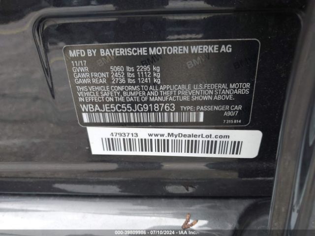 WBAJE5C55JG918763 BMW 540I