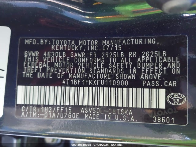 Toyota CAMRY SE 2015 4T1BF1FKXFU110900 Image 9