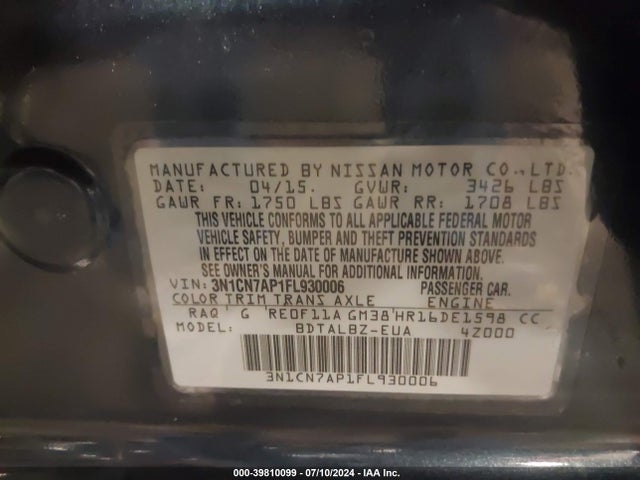 Nissan Versa 1.6 Sv 2015 3N1CN7AP1FL930006 Image 9