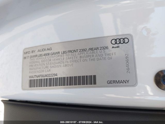 WAUTNAF58JA022294 Audi A5 2.0t Premium