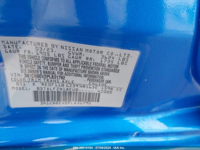 3N1CN8EV2PL831792 Nissan Versa 1.6 Sv Xtronic Cvt