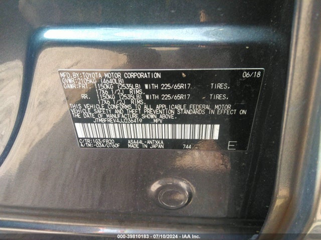 Toyota RAV4 LE 2018 JTMBFREV4JJ236419 Image 9