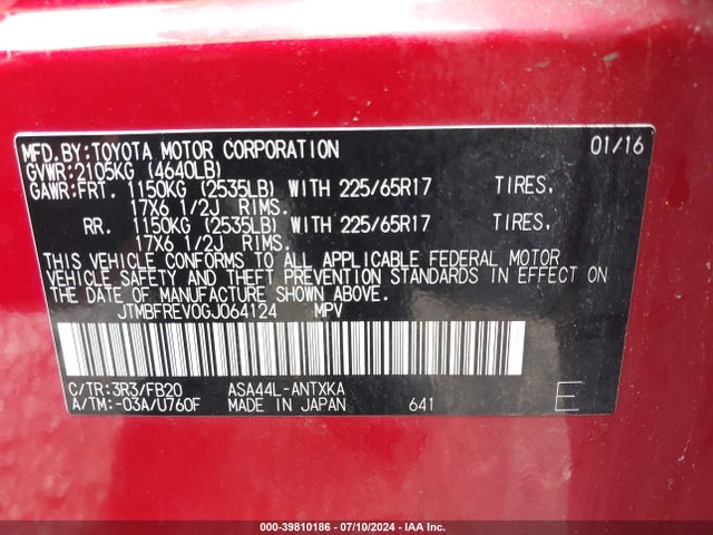 Toyota RAV4 LE 2016 JTMBFREV0GJ064124 Image 9