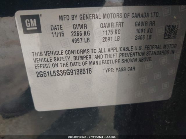 2G61L5S36G9138516 Cadillac Xts Standard